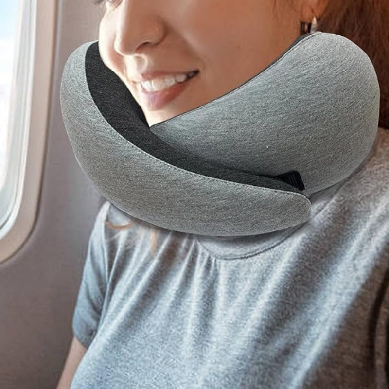 Oreiller de cou de voyage, oreiller de voyage non déformé pour avion | coussin de cou de voyage en forme de U | oreiller de cou en coton | en forme de U