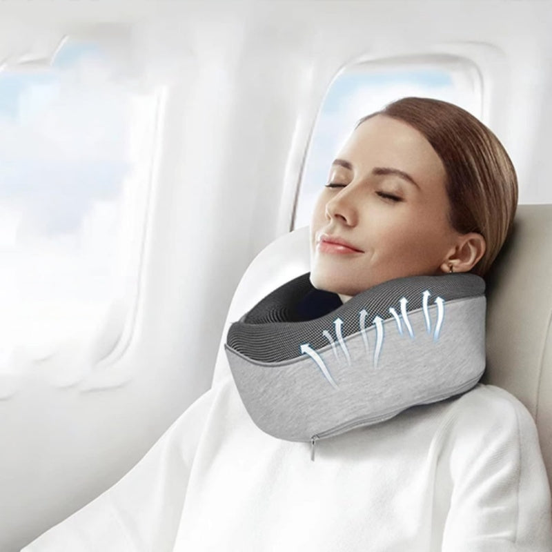 Oreiller de cou de voyage, oreiller de voyage non déformé pour avion | coussin de cou de voyage en forme de U | oreiller de cou en coton | en forme de U